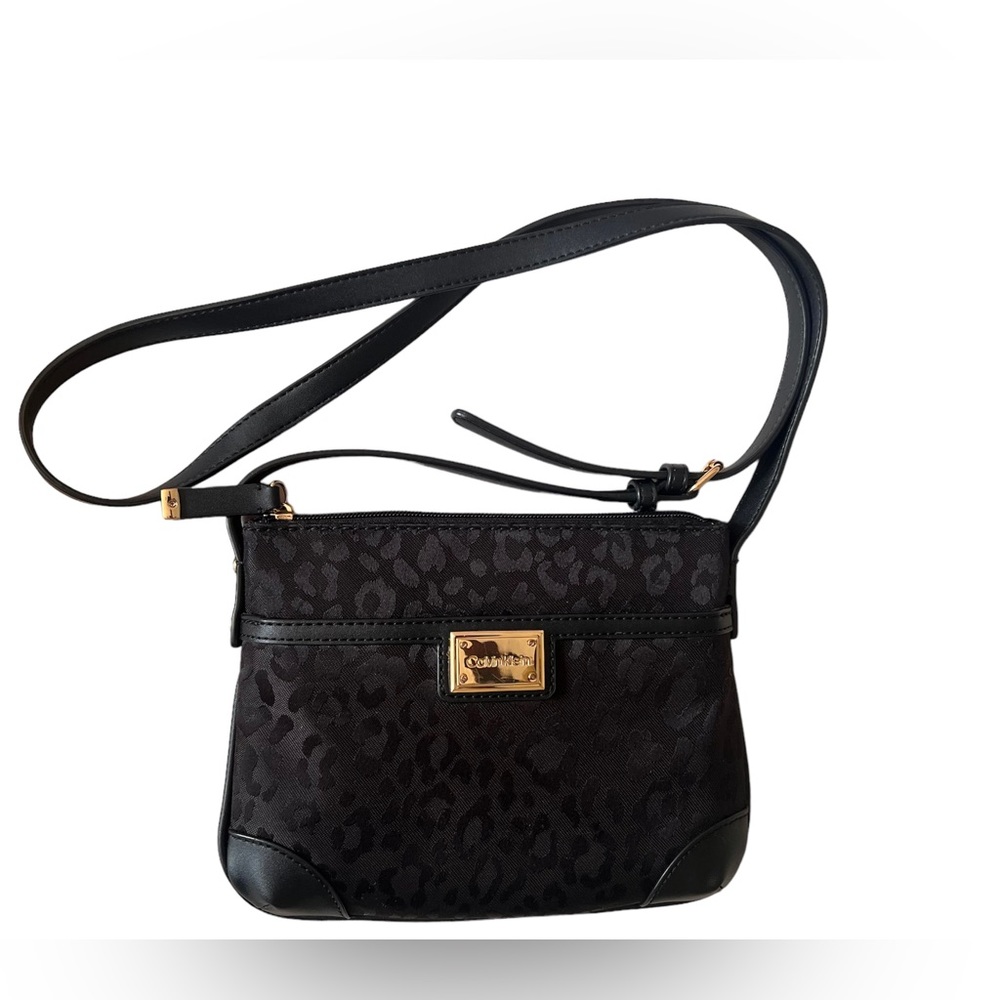 Calvin Klein Teodora Black Leopard Print Crossbody Purse